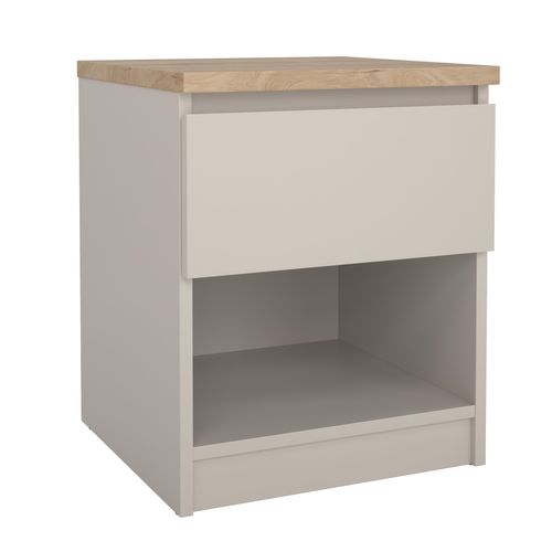 Chevet 1 tiroir 1 niche BEST Grège/chêne