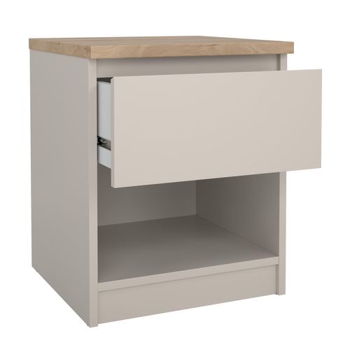 Chevet 1 tiroir 1 niche BEST Grège/chêne