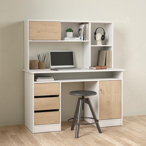 Réhausse pour bureau Class CLASS blanc et imitation chêne.