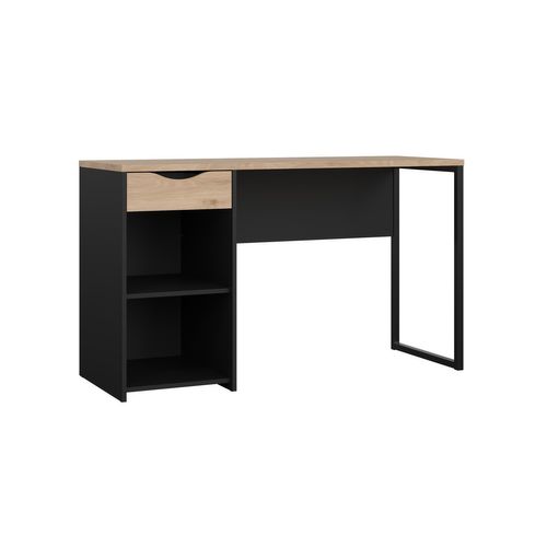Bureau 1 tiroir et 2 niches ALKOR MINI Imitation chêne et noir