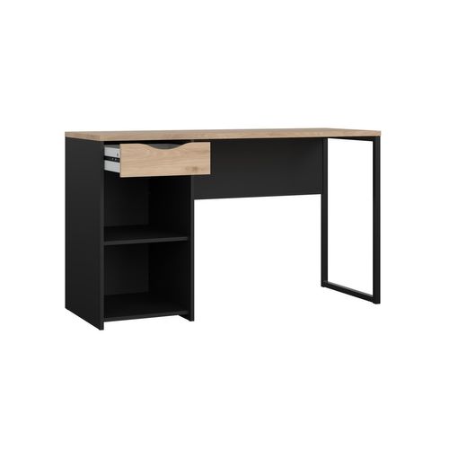 Bureau 1 tiroir et 2 niches ALKOR MINI Imitation chêne et noir