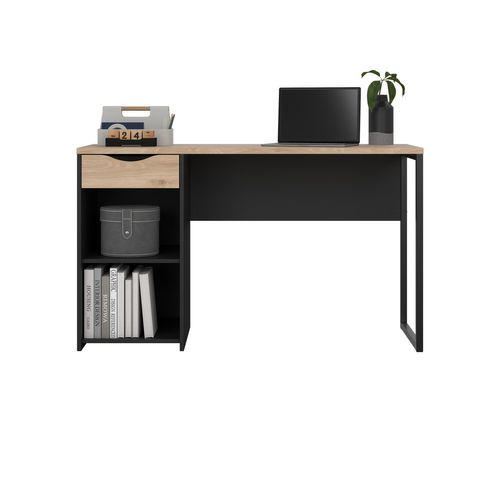 Bureau 1 tiroir et 2 niches ALKOR MINI Imitation chêne et noir