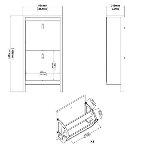 Etagères à Chaussures 2 Portes Abattantes H102,9 Cm