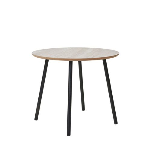 Table D'appoint Ronde Effet Travertin Et Métal Ø55cm