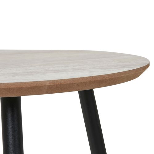 Table D'appoint Ronde Effet Travertin Et Métal Ø55cm