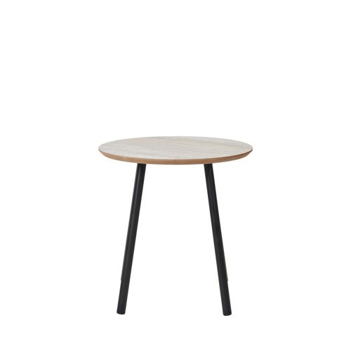 Table D'appoint Ronde Effet Travertin Et Métal Ø40cm