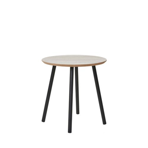 Table D'appoint Ronde Effet Travertin Et Métal Ø40cm