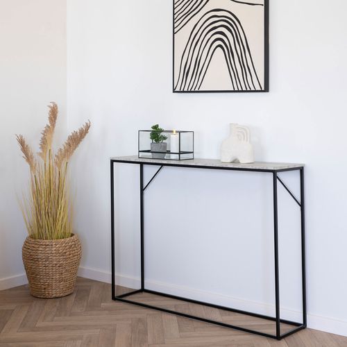 Console Effet Travertin Et Métal