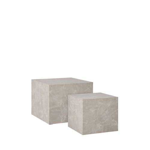 Lot De 2 Tables Basses Carrées Effet Marbre 50x50cm