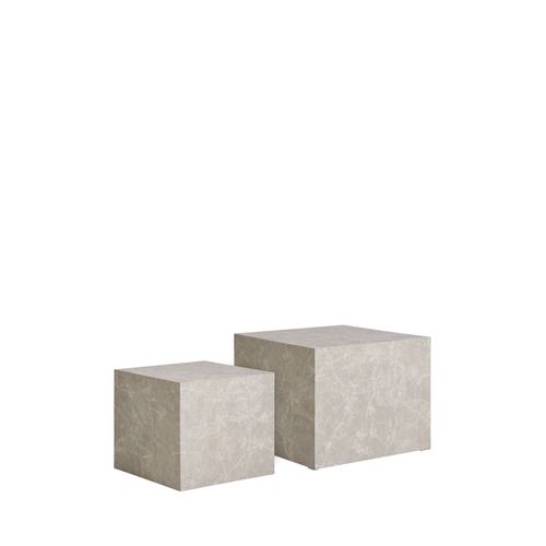 Lot De 2 Tables Basses Carrées Effet Marbre 50x50cm