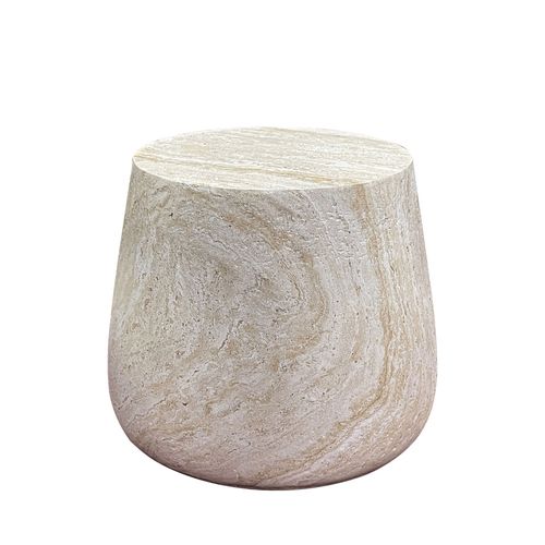 Table D'appoint Ronde Effet Travertin Ø47,5cm
