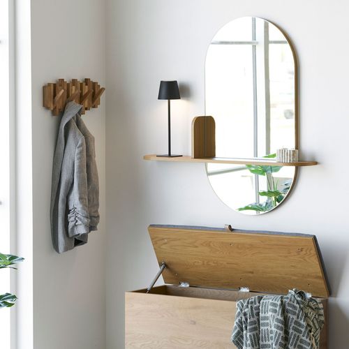 Miroir Ovale Avec Étagère En Bois 94,5x92cm
