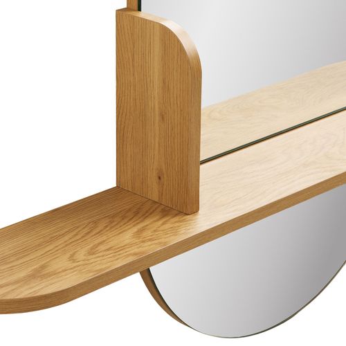 Miroir Ovale Avec Étagère En Bois 94,5x92cm