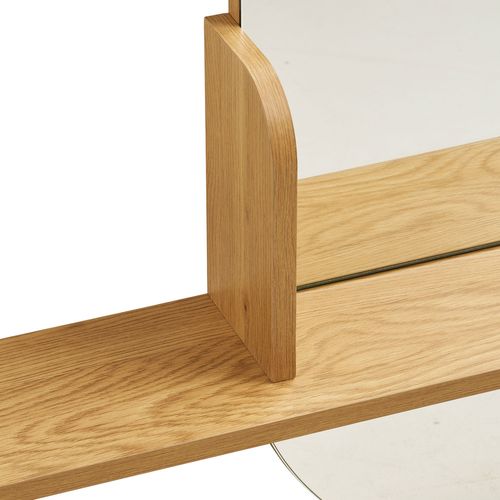 Miroir Ovale Avec Étagère En Bois 94,5x92cm