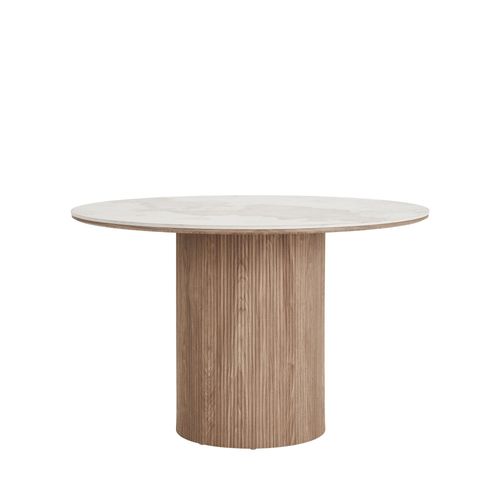 Table à Manger 4 Personne Ronde Effet Marbre Et Bois