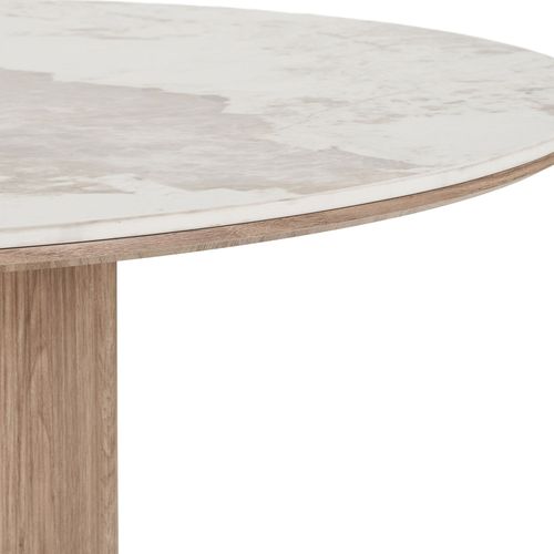 Table à Manger 4 Personne Ronde Effet Marbre Et Bois