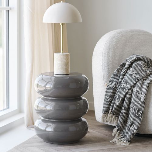 Table D'appoint Ronde En Fibre De Verre 35.5x35.5cm