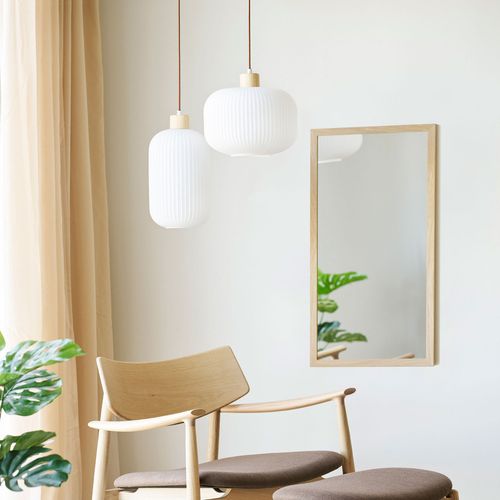 Suspension Ronde En Verre Et Bois Ø30cm