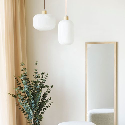 Suspension Ronde En Verre Et Bois Ø30cm