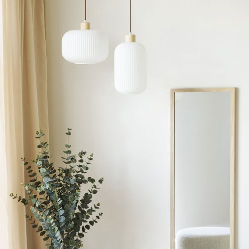 Suspension En Verre Et Bois 20x38cm