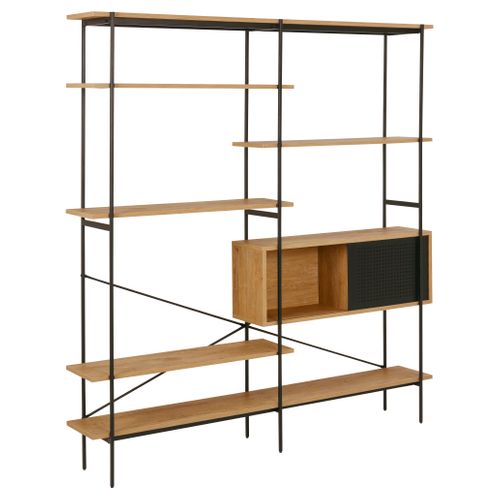 Bibliothèque 1 porte ANGUS imitation chêne/ noir