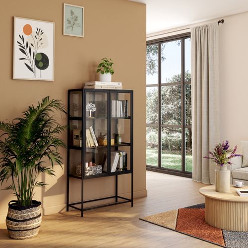 Vitrine 2 portes vitrées SEAFORD noir