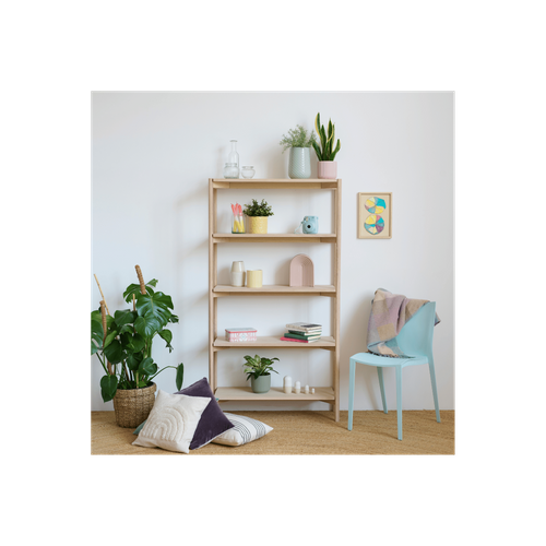 Bibliothèque Scandinave En Chêne Blanchi 4 Tablettes - Brenda