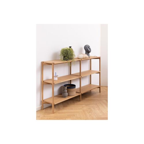 Bibliothèque Basse Scandinave En Chêne Clair 4 Tablettes - Brenda