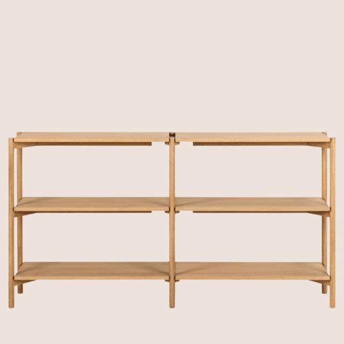 Bibliothèque Basse Scandinave En Chêne Clair 4 Tablettes - Brenda