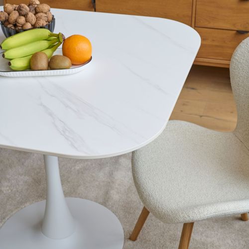 Table à Manger Carrée En Céramique Et Pied Tulipe En Métal L90 - Marsa