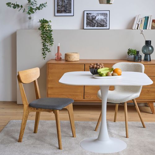 Table à Manger Carrée En Céramique Et Pied Tulipe En Métal L90 - Marsa