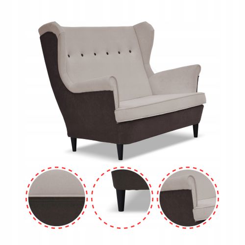 Canapé Scandinave à Oreilles Ari Duo, Brun-beige