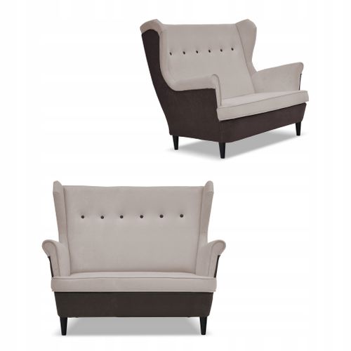 Canapé Scandinave à Oreilles Ari Duo, Brun-beige