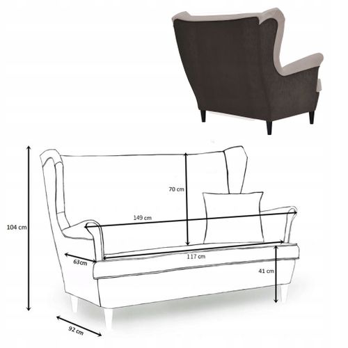 Canapé Scandinave à Oreilles Ari Duo, Brun-beige