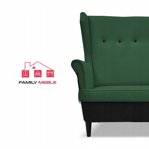 Canapé Scandinave Ari Duo (style à Oreilles), Bicolore Noir Et Vert