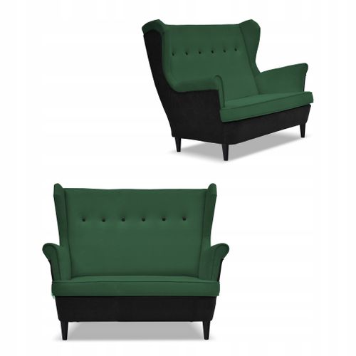 Canapé Scandinave Ari Duo (style à Oreilles), Bicolore Noir Et Vert