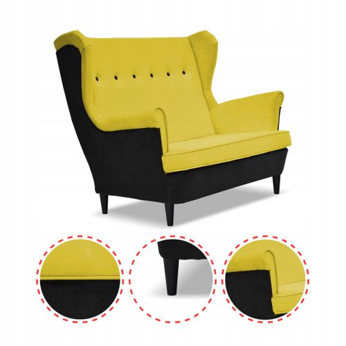 Canapé Scandinave à Oreilles Ari Duo, Noir Et Jaune