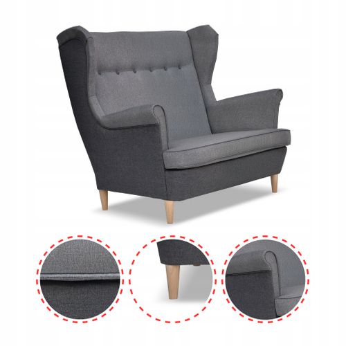 Canapé à Oreilles Ari Duo De Style Scandinave, Gris