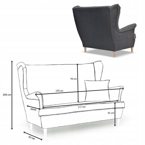 Canapé à Oreilles Ari Duo De Style Scandinave, Gris