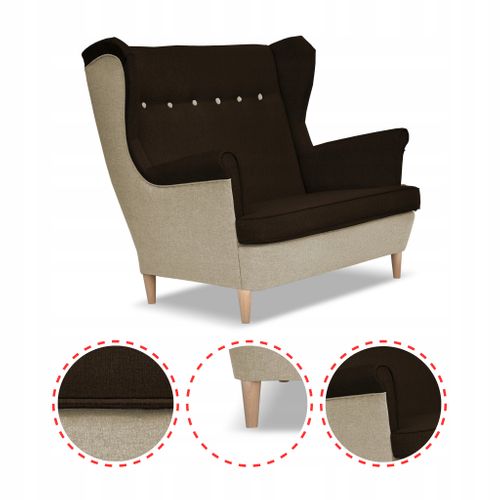 Canapé Scandinave à Oreilles Ari Duo (beige Et Brun)