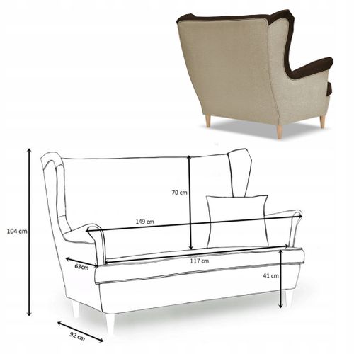 Canapé Scandinave à Oreilles Ari Duo (beige Et Brun)