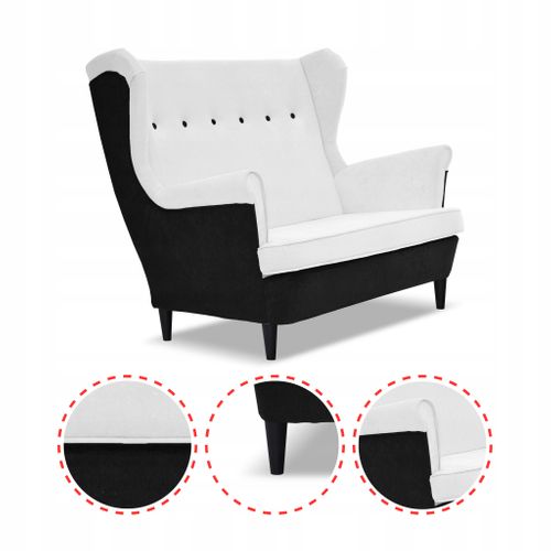 Canapé Ari Duo à Oreilles, Style Scandinave, Noir Et Blanc