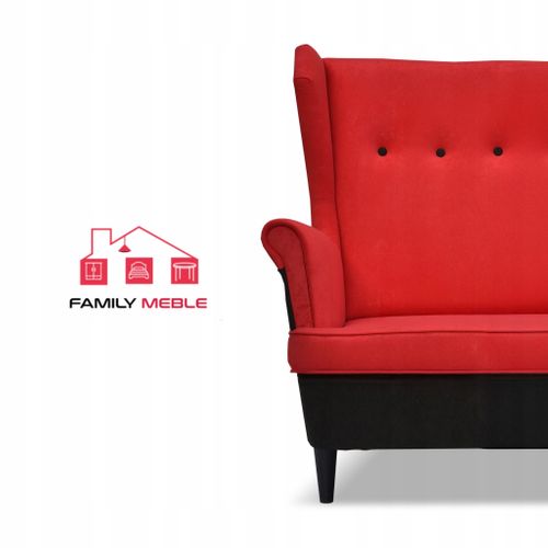 Canapé à Oreilles / Sofa Scandinave Ari Duo, Noir Et Rouge