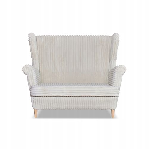 Canapé à Oreilles René Estella — Style Scandinave, Velours Côtelé Beige