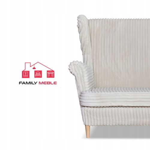 Canapé à Oreilles René Estella — Style Scandinave, Velours Côtelé Beige