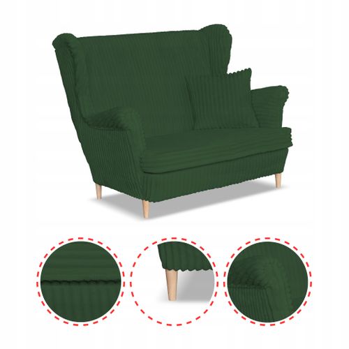 Canapé à Oreilles Scandinave Rene Estella En Velours Côtelé Vert