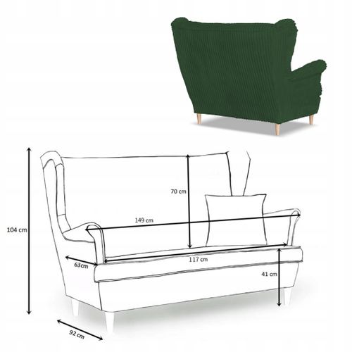 Canapé à Oreilles Scandinave Rene Estella En Velours Côtelé Vert