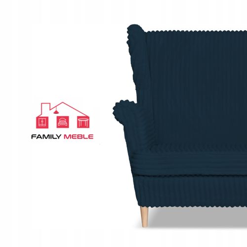 Canapé René Estella - Style Scandinave Bleu Marine En Velours Côtelé