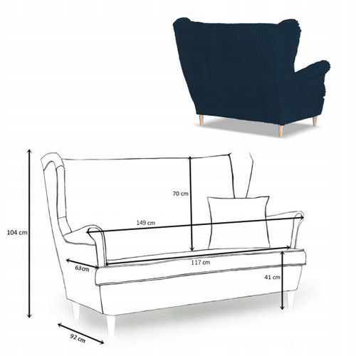 Canapé René Estella - Style Scandinave Bleu Marine En Velours Côtelé