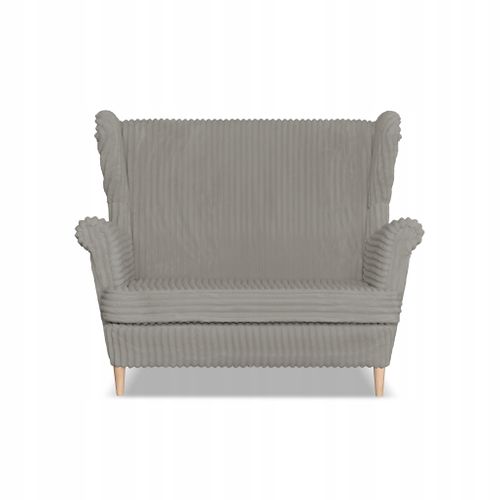 Canapé Scandinave Rene Estella — Style à Oreilles, Velours Côtelé Gris Clair